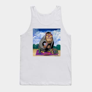 Capybara playing cards on the beach Tank Top